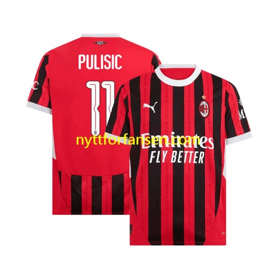 AC Milan Fotballdrakt UCL Font PULISIC 11 Herre Hjemmedraktsett 2024-2025 Kortermet