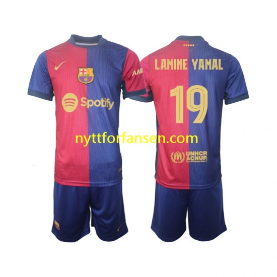 FC Barcelona Fotballdrakt UCL Font Lamine Yamal 19 Barn Hjemmedraktsett 2024-2025 Kortermet