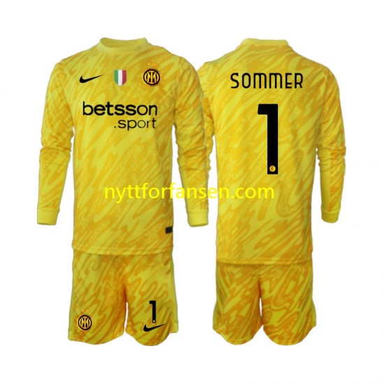 Inter Milan Fotballdrakt Yann Sommer 1 Keeper Barn Bortedraktsett 2024-2025 Langermet