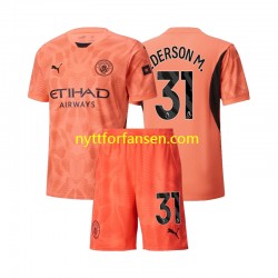 Manchester City Fotballdrakt Ederson M 31 Keeper Barn Bortedraktsett 2024-2025 Kortermet