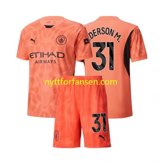 Manchester City Fotballdrakt Ederson M 31 Keeper Barn Bortedraktsett 2024-2025 Kortermet