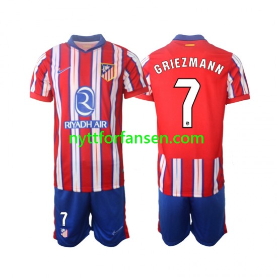 Atlético Madrid Fotballdrakt Griezmann 7 Barn Hjemmedraktsett 2024-2025 Kortermet