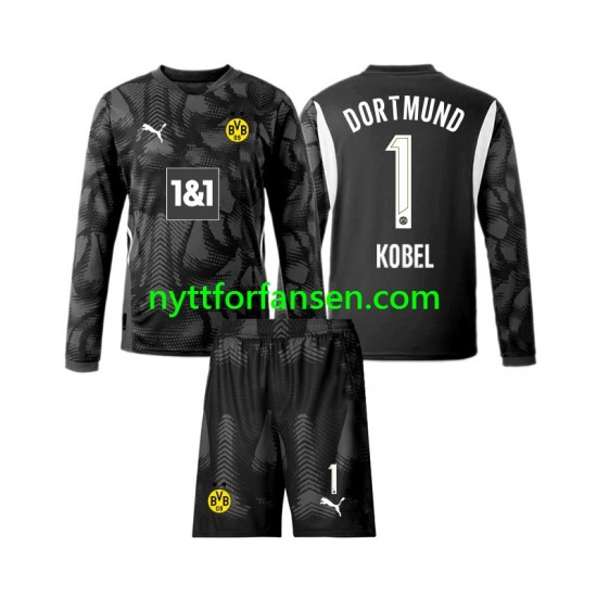 Borussia Dortmund Fotballdrakt Gregor Kobel 1 Keeper Barn Fjerdedraktsett 2024-2025 Langermet