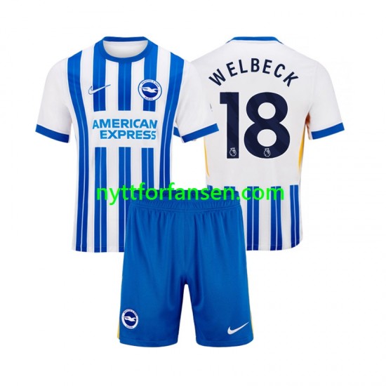 Fotballdrakt Brighton Hove Albion WELBECK 18 Barn Hjemmedraktsett 2024-2025 Kortermet