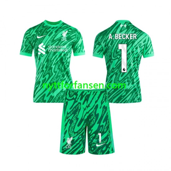Liverpool Fotballdrakt Alisson Becker 1 Keeper Barn Bortedraktsett 2024-2025 Kortermet