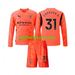 Manchester City Fotballdrakt Ederson Moraes 31 Keeper Barn Bortedraktsett 2024-2025 Langermet