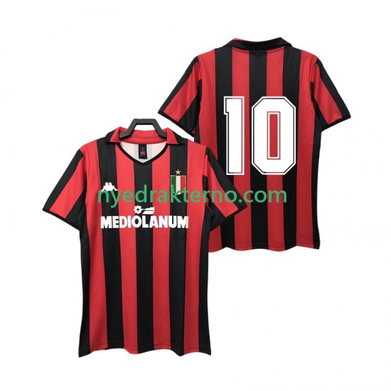 AC Milan Fotballdrakt 10 1988 1989 Retro Herre Hjemmedraktsett Kortermet
