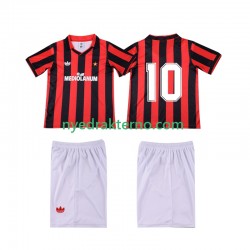 AC Milan Fotballdrakt 10 1990 1991 Retro Barn Hjemmedraktsett Kortermet