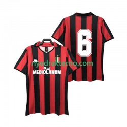AC Milan Fotballdrakt 6 1988 1989 Retro Herre Hjemmedraktsett Kortermet