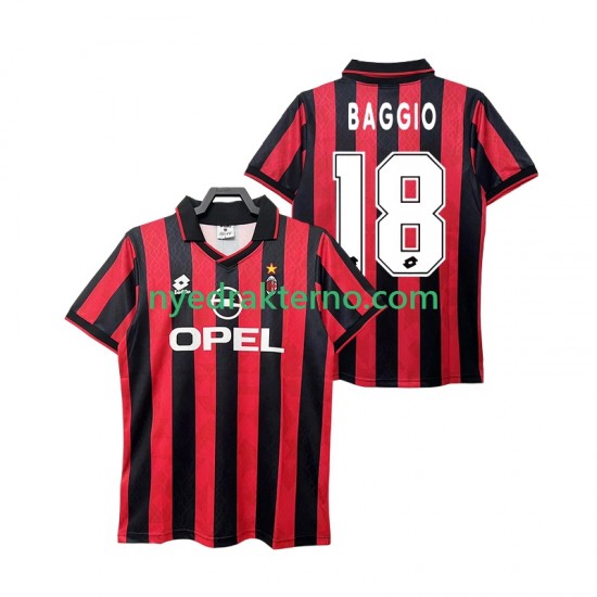AC Milan Fotballdrakt BAGGIO 18 1995 1996 Retro Herre Hjemmedraktsett Kortermet