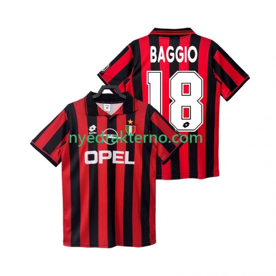 AC Milan Fotballdrakt BAGGIO 18 1996 1997 Retro Herre Hjemmedraktsett Kortermet