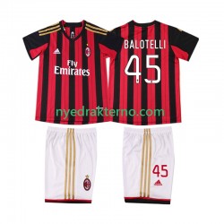 AC Milan Fotballdrakt BALOTELL 45 2013 2014 Retro Barn Hjemmedraktsett Kortermet