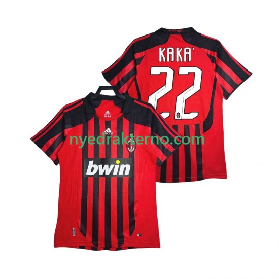 AC Milan Fotballdrakt KAKA 22 2007 Retro Herre Hjemmedraktsett 2008 Kortermet