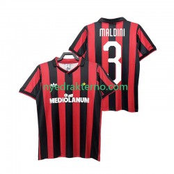 AC Milan Fotballdrakt MALDINI 3 1990 1991 Retro Herre Hjemmedraktsett Kortermet