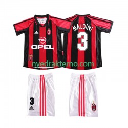 AC Milan Fotballdrakt MALDINI 3 1998 Retro Barn Hjemmedraktsett 1999 Kortermet