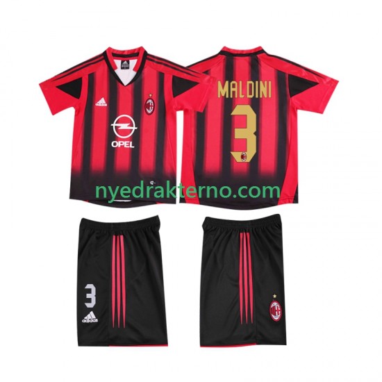 AC Milan Fotballdrakt MALDINI 3 2005 Retro Barn Hjemmedraktsett 2004 Kortermet