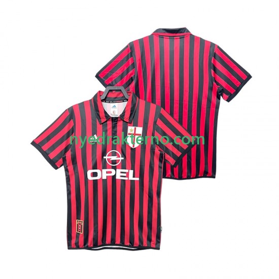 AC Milan Fotballdrakt 2000 Retro Herre Hjemmedraktsett 1999 Kortermet