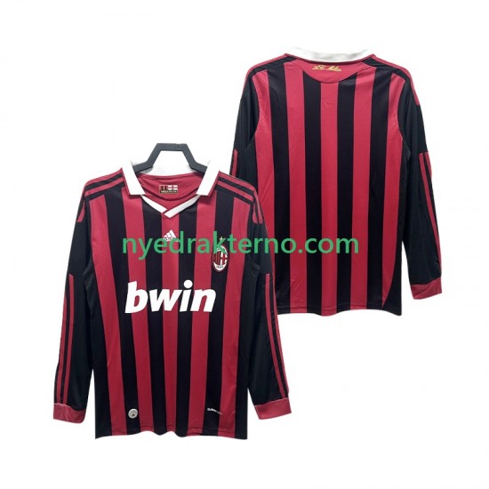 AC Milan Fotballdrakt 2009 Retro Herre Hjemmedraktsett 2010 Langermet