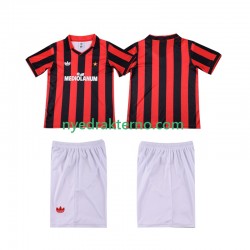 AC Milan Fotballdrakt 1990 1991 Retro Barn Hjemmedraktsett Kortermet