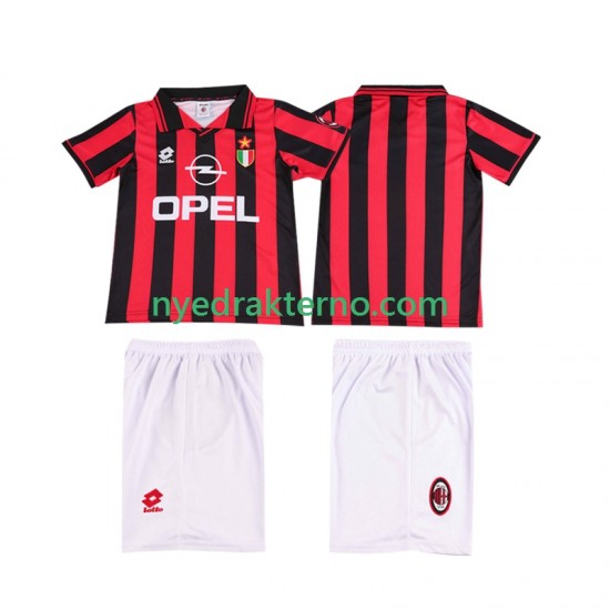 AC Milan Fotballdrakt 1996 1997 Retro Barn Hjemmedraktsett Kortermet