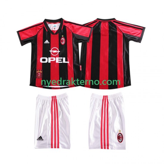 AC Milan Fotballdrakt 1998 Retro Barn Hjemmedraktsett 1999 Kortermet