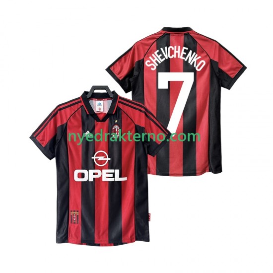 AC Milan Fotballdrakt SHEVCHENKO 7 1998 Retro Herre Hjemmedraktsett 1999 Kortermet