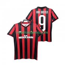 AC Milan Fotballdrakt VAN BASTEN 9 1990 1991 Retro Herre Hjemmedraktsett Kortermet