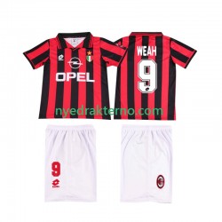 AC Milan Fotballdrakt WEAH 9 1996 1997 Retro Barn Hjemmedraktsett Kortermet