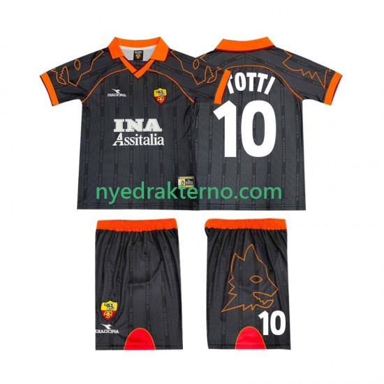AS Roma Fotballdrakt TOTTI 10 2000 Retro Barn Bortedraktsett 1999 Kortermet