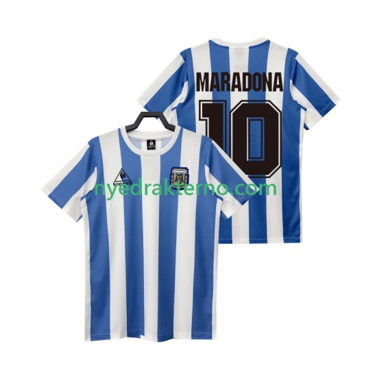 Argentina Fotballdrakt MARADONA 10 1986 Retro Herre Hjemmedraktsett Kortermet