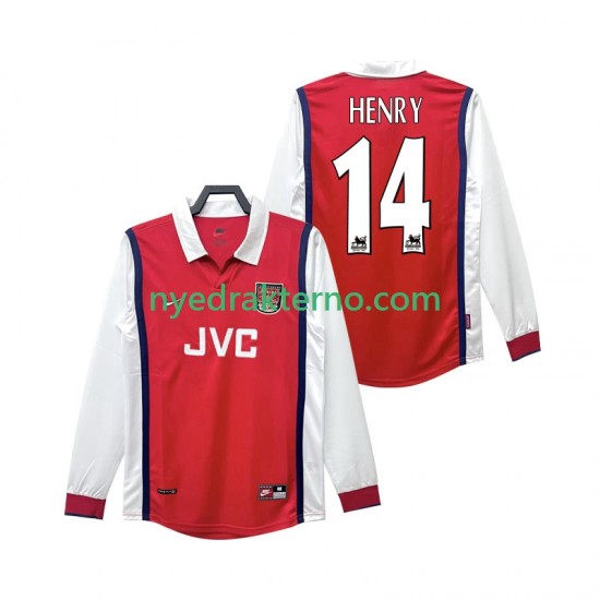 Arsenal Fotballdrakt Henry 14 1998 Retro Herre Hjemmedraktsett 1999 Langermet