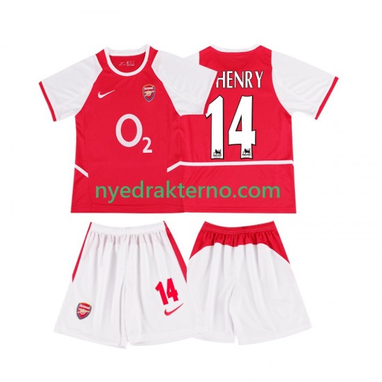 Arsenal Fotballdrakt Thierry Henry 14 2002 2003 Retro Barn Hjemmedraktsett Kortermet