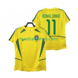 Brasil Fotballdrakt RONALDINHO 11 2002 Retro Herre Hjemmedraktsett Kortermet