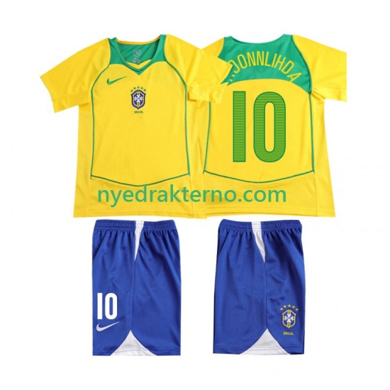 Brasil Fotballdrakt RONALOINHO 10 Retro Barn Hjemmedraktsett 2004 Kortermet