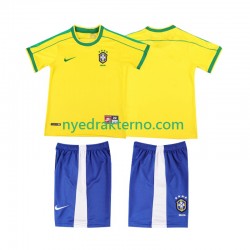 Brasil Fotballdrakt 1998 Retro Barn Hjemmedraktsett Kortermet