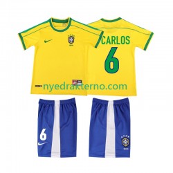 Brasil Fotballdrakt Roberto Carlos 6 1998 Retro Barn Hjemmedraktsett Kortermet