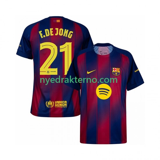 FC Barcelona Fotballdrakt Frenkie de Jong 21 Champions League Herre Hjemmedraktsett 2025-2026 Kortermet