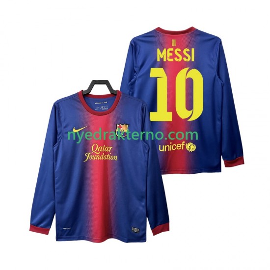 FC Barcelona Fotballdrakt Lionel Messi 10 2012 2013 Retro Herre Hjemmedraktsett Langermet