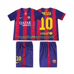 FC Barcelona Fotballdrakt Lionel Messi 10 2014 2015 Retro Barn Hjemmedraktsett Kortermet