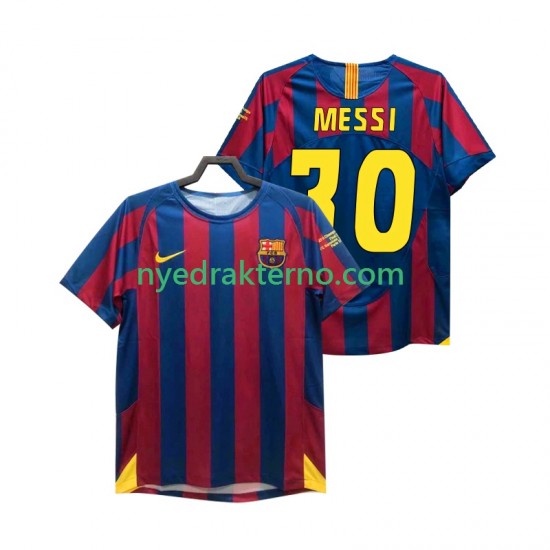 FC Barcelona Fotballdrakt Lionel Messi 30 Champions League 2005 Retro Herre Hjemmedraktsett 2006 Kortermet