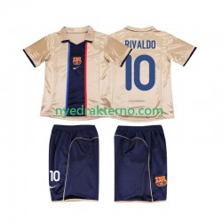 FC Barcelona Fotballdrakt RIVALDO 10 2001 2002 Retro Barn Bortedraktsett Kortermet