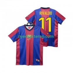 FC Barcelona Fotballdrakt RIVALDO 11 1998 Retro Herre Hjemmedraktsett 1999 Kortermet
