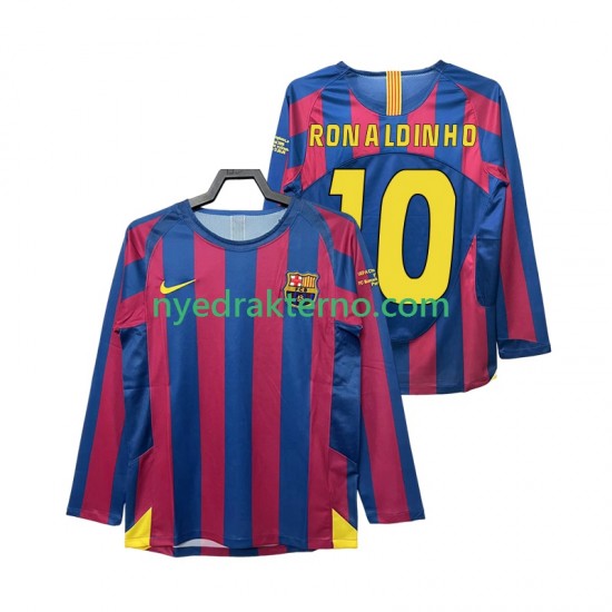 FC Barcelona Fotballdrakt RONALDINHO 10 Champions League 2005 Retro Herre Hjemmedraktsett 2006 Langermet