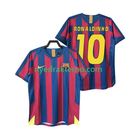 FC Barcelona Fotballdrakt RONALDINHO 10 2005 Retro Herre Hjemmedraktsett 2006 Kortermet