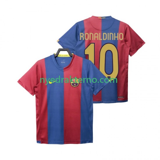 FC Barcelona Fotballdrakt RONALDINHO 10 2007 Retro Herre Hjemmedraktsett 2006 Kortermet
