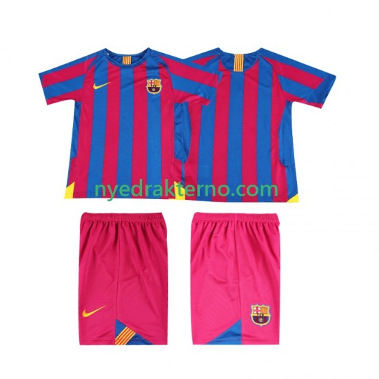 FC Barcelona Fotballdrakt 2005 Retro Barn Hjemmedraktsett 2006 Kortermet
