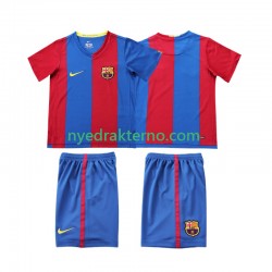 FC Barcelona Fotballdrakt 2007 Retro Barn Hjemmedraktsett 2006 Kortermet
