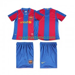FC Barcelona Fotballdrakt 2007 Retro Barn Hjemmedraktsett 2008 Kortermet
