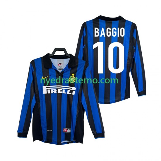 Inter Milan Fotballdrakt BAGGIO 10 1998 Retro Herre Hjemmedraktsett 1999 Langermet