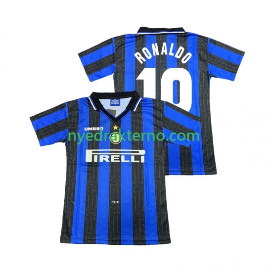 Inter Milan Fotballdrakt Ronaldo 10 1997 1998 Retro Herre Hjemmedraktsett Kortermet